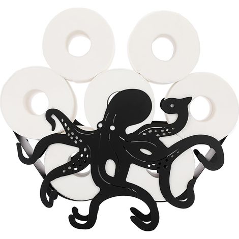 CCYKXA Toilettenpapierhalter aus mattschwarzem Metall im Tierstil für Badezimmer, Haushalt, Küche, Toilette (Oktopus) (1/5)