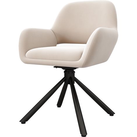 Set di 4 sedie da pranzo girevoli in velluto beige con braccioli, stile moderno (1/5)