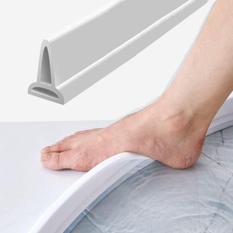 Tira umbral Borde sellado autoadhesivo, Umbral resistente humedad, Perfil silicona 2 metros, Seguro higiénico, Fácil instalar, Longitud ajustable (1/5)