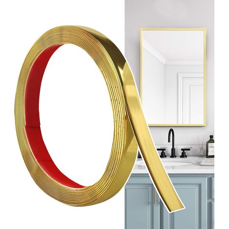Moulure Décorative Autoadhésive Doré Mat (6M x 1.5cm) Peler et Coller,idéales pour Mur, Miroir, Plafond, Sol, Armoire,Bords, Moulures DIY (1/5)
