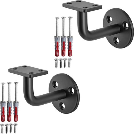 SOTECH Handlaufhalter CURVE 90° Stahl schwarz pulverbeschichtet 55 x 70 x 80 mm Geländerhalter rund Halter für Treppengeländer, 2er Set