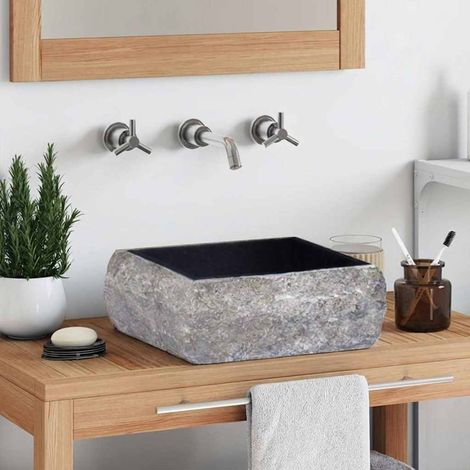 Lavabo vasque à poser Luxueux, Bac à laver, Noir 30x30x13 cm Marbre OIB4165E (1/5)