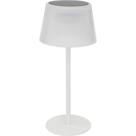 Atmosphera - Lampe à Poser d'Extérieur Katy Blanche, H 30 cm, Double Alimentation Solaire et USB - Pour Jardin, Terrasse, Balcon (1/5)