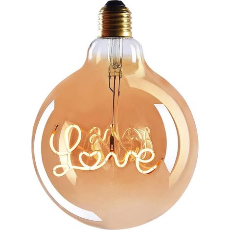 Bombilla LED LOVE tipo tubo Edison E27 - Casquillo E27 - Bombilla LED regulable - 4W, blanco cálido, 230V, EL27 - Bombilla vintage E27/bombilla de filamento retro - Clase energética A+ [Clase energéti (1/3)