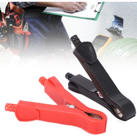 Pinces crocodiles U58 30A, en plastique, protection intégrale, rouge et noir (1/5)