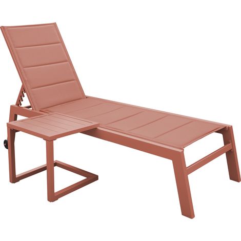 Set Sonnenliege und Beistelltisch BARBADOS aus Textilene terracotta - Aluminium terracotta