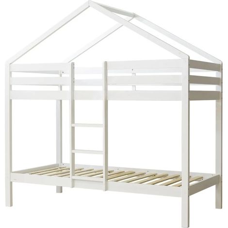 Litera casita madera blanco 90x190/90x190cm