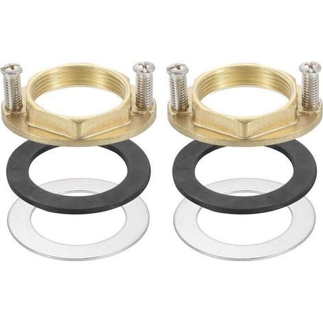 2 Ensembles d'Écrous de Blocage Hexagonaux à Filetage Femelle 1-1/4 Pouce (31 mm) en Laiton avec Joint, Ensemble d'Outils de Fixation de Robinet pour Évier de Cuisine (Ovale) (1/4)
