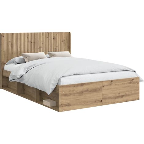 Estructura de cama con almacenamiento y cabecero Roble artisan vidaXL (1/5)