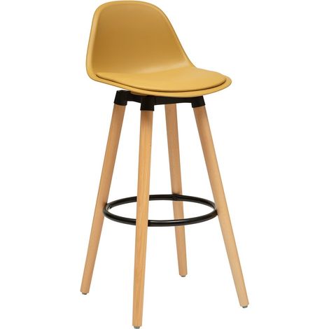 Sedia da bar maxon in faggio e metallo h92,5 cm giallo ocra - Atmosphera créateur d'intérieur (1/3)