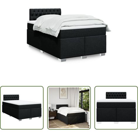 Matelas à ressorts ensachés - Sommier à lattes de lit avec matelas noir 120x190 cm tissu (1/5)
