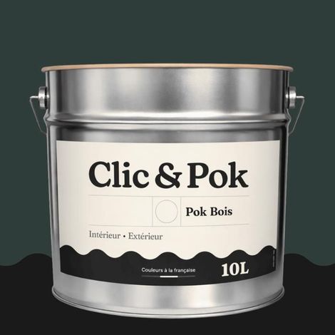 Peinture Bois Extérieur – POK BOIS - 10L - RAL 6012 - Vert noir- Résistante aux intempéries - Ne s'écaille pas (1/4)