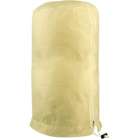 Couverture Chaude pour d'hiver Non Tissé Anti-Gel pour Végétation Extérieure Anti-Gel avec Fermeture Éclair Et Cordon De Serrage,Beige,60×80cm