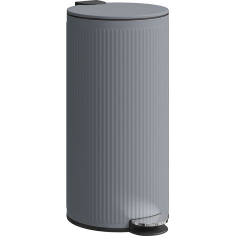 Poubelle à pédale 30 L avec seau intérieur métal et couvercle softclose, gris foncé, 36 x 30 x 60,5 cm (1/5)