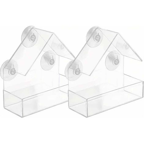 Vogelfutterhaus aus Acryl, Vogelkäfig, Kolibri-Zubehör, transparenter Wandkäfig, 15 x 6,5 x 15 cm (dicke Innenbox), Vogelfutterhaus aus Acryl (1/5)