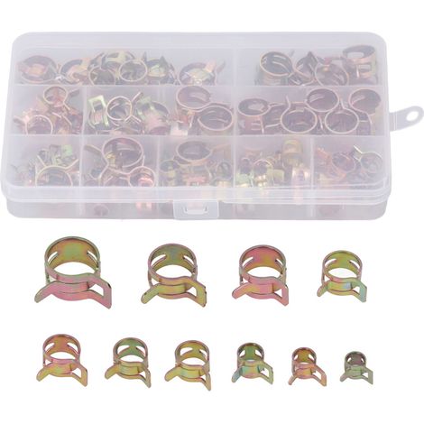 100-teiliges Set verzinkter Schlauchschellen mit Federbandschellen (6–17 mm) (1/5)