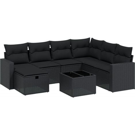 Set Divani da Giardino con Cuscini 8 pz Nero in Polyrattan vidaXL (1/4)