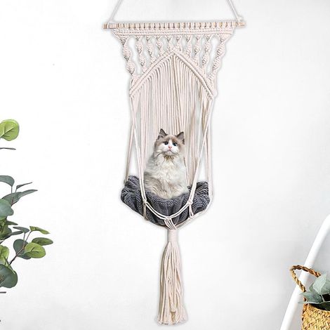 Hamac pour chat en macramé, balançoire pour chat tissée à la main en corde de coton, cage pour chat
