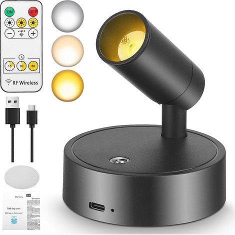Spots rechargeables avec télécommande lampes murales magnétiques à piles intensité variable 6000K 5 réglages de minuterie à coller en intérieur. (1/5)