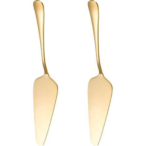 Lot de 2 pelles à gâteaux triangulaires dentées en acier inoxydable - Doré (1/5)