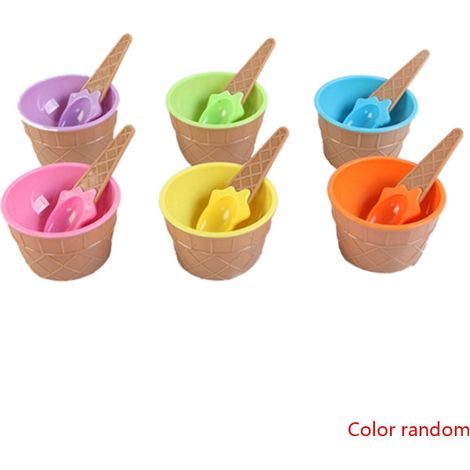 Cup À Glace En Plastique - Bol À Dessert Avec Cuillère - Pour Glace Yaourt Et Desserts - 1 Pièce (1/5)