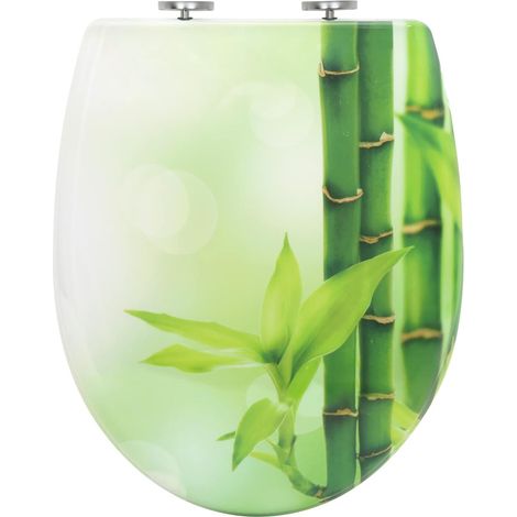 WOLTU Copriwater Soft Close Universale Chiusura Ammortizzata Sedile Wc Forma di O, Bambù Verde