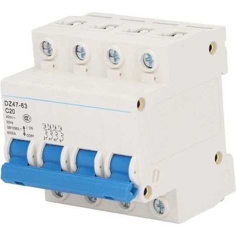 4P Miniature Disjoncteur Maison Disjoncteur Protection DIN Rail Mount pour La Maison 400V 20A (1/4)