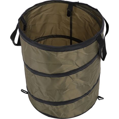 Poubelle de camping pliable de taille moyenne (37 L), idéale pour les pique-niques, le camping et le jardin. Vert foncé. (1/5)