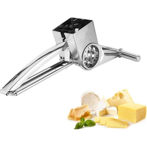 Râpe multifonctionnelle en acier inoxydable à gros trous, râpe à fromage rotative manuelle et trancheuse, adaptée aux fruits durs, aux légumes racines, aux noix et au fromage.