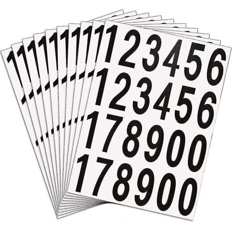 240 pièces 10 feuilles Numéros Autocollants Numéros de boîte aux lettres Numéros de vinyle autocollants pour la résidence et les enseignes de boîte aux lettres (2 pouces, noir sur blanc) (1/5)