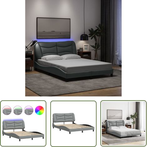 The Living Store Bettgestell mit LED ohne Matratze Hellgrau 120x200 cm Stoff - Bettrahmen - Schlafzimmermöbel - LED-Bett - Boxspringbetten - Doppelbett (1/5)