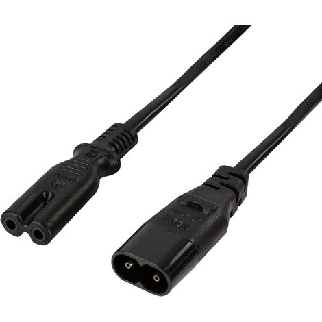 Cable de extensión de alimentación LogiLink IEC C8 a IEC C7, 2 m, negro, universal
