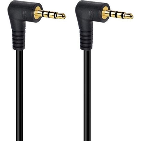 Câble jack 2,5 mm coudé 4 pôles plaqué or noir 1 mètre