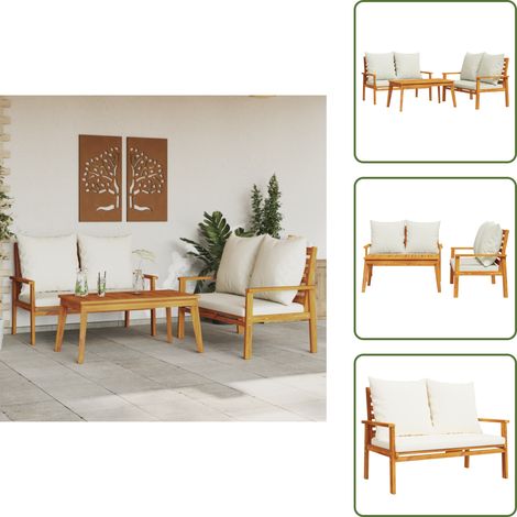 Bancos de jardín - vidaXL Set de muebles para jardín 3 piezas con cojines madera acacia - Cojines para jardín