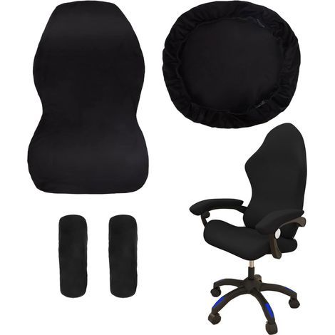 Housses de Chaise de Gaming Lot de 4,nsemble Housse Fauteuil Gamer avec Housses d'accoudoirs/couvertures de Dossier de Chaise/Housse de siège de Chaise,Convient aux chaises de Jeu (Noir) (1/5)