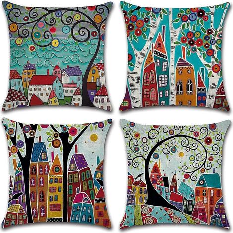 Housses de coussin carrées décoratives 45 cm x 45 cm (18 x 18 pouces) - Lot de 4 (1/5)