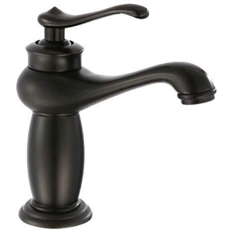 Robinet de salle de bain/cuisine en cuivre noir antique, mitigeur eau chaude/eau froide monotrou, bonde de cuisine, robinet à raccordement unique FLITI (1/4)