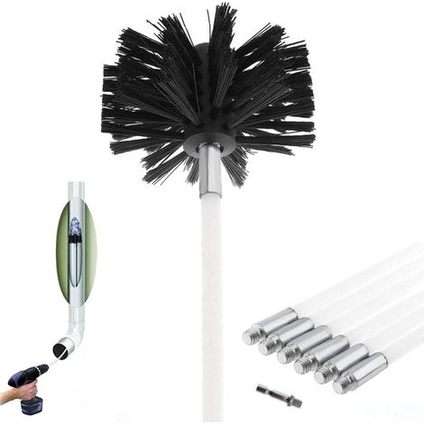 Schornsteinbürsten-Set, Reinigungswerkzeug für Pelletöfen, enthält 6 (60 cm) flexible Stäbe und 1 (100 mm) Schornsteinbürstenkopf