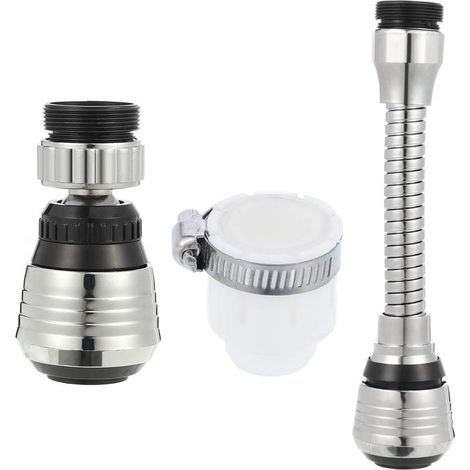 Lot de 2 rallonges universelles pour robinet de cuisine, flexibles, avec filetage pour douchette et filtre, compatibles avec les robinets de salle de bain et de cuisine. (1/5)