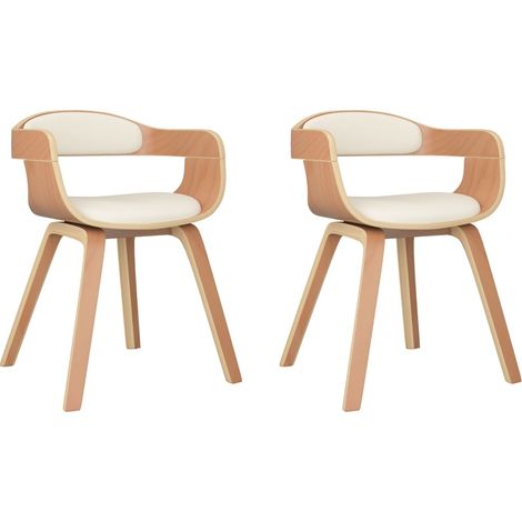 Maison Exclusive - Esszimmerstühle 2 Stk. Creme Bugholz und Kunst