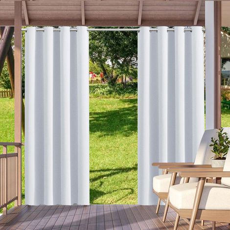 Rideau occultant blanc à œillets, 1 panneau, pour intérieur et extérieur, idéal pour pergola, porche, pavillon, jardin, pelouse ou couloir. Dimensions : 132 x 213 cm. MAZE (1/5)