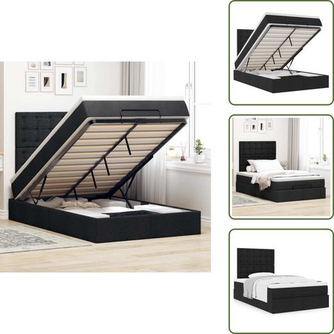 Cadre de lit ottoman avec matelas noir 120x200cm tissu - Cadre De Lit Ottoman - Cadres De Lit Ottomans - Cadre De Lit - Cadre De Lit Avec Rangement (1/5)