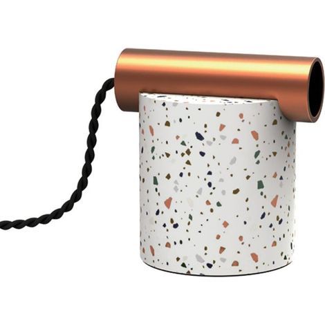 Xanlite – Lampe à poser ÉCLIPSE en terrazzo et métal cuivré – Culot E27 – 60W max – Design moderne pour ampoule décorative – XDLAPECLIPTRZO (1/5)