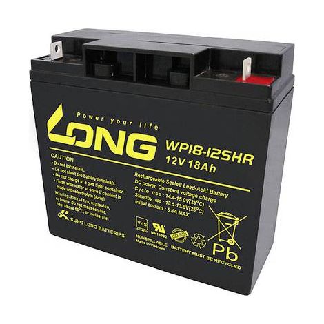 Long WP18-12SHR WP18-12SHR Batterie au plomb 12 V 18 Ah plomb (AGM) (l x H x P) 181 x 167 x 76 mm raccord à vis M5 certification VdS, auto-décharge Y860662 (1/2)