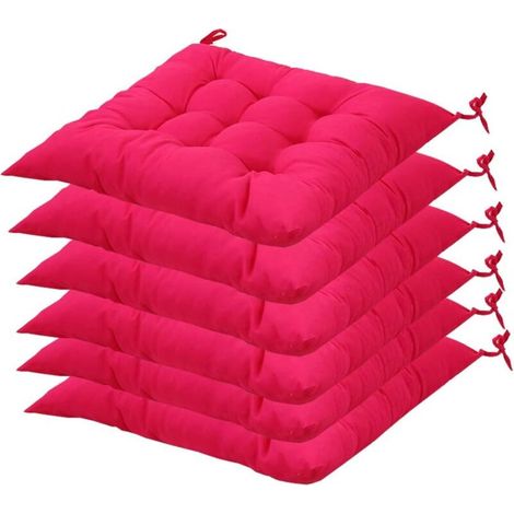 Lot de 6 coussins de chaise carrés 40 x 40 cm – Matelassés en polyester – Lavables à 30 °C – Pour chaises, tabourets et bancs (1/5)