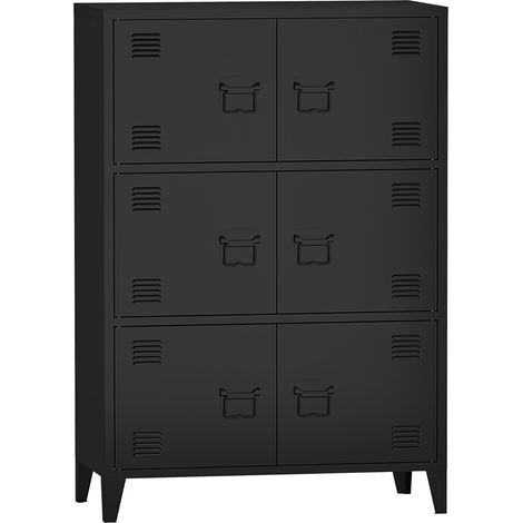 Armadio da ufficio armadietto da ufficio per soggiorno ufficio camera da letto officina metallo acciaio 113 x 80 x 40 cm nero 030006325