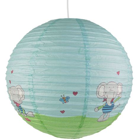 Papier Lampenschirm fürs Kinderzimmer mit fröhlichem Elefanten Motiv Ø 40cm (1/3)