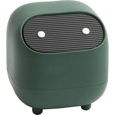 Small cute trash can ninja desktop trash can with lid car trash can household trash can office trash can (green trash can)
