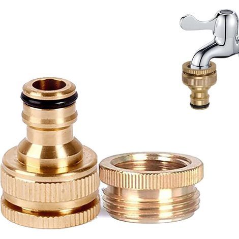 20mm to 25mm Brass Garden Tap Connector with Thread - Brass Quick Connector for Irrigation Hoses