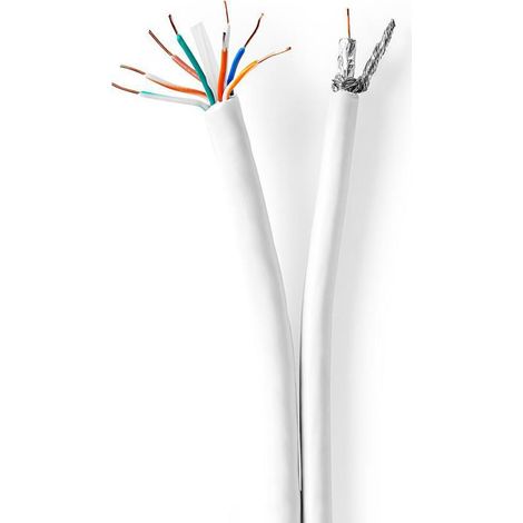 Cable combinado iec coaxial cat6 en carrete rg58 75 ohm doble blindado eca 500 m redondo blanco caja carton